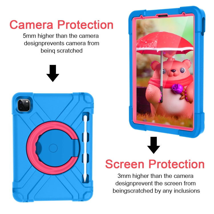 For iPad Pro 11 (2020) PC + Silicone Shockproof Combination Tablet Case with 360 Degree Rotating Holder & Handle(Blue+Rose Red) For iPad Pro 11 (2020) PC + Silicone Shockproof Combination Tablet Case with 360 Degree Rotating Holder & Handle(Blue+Rose Red)