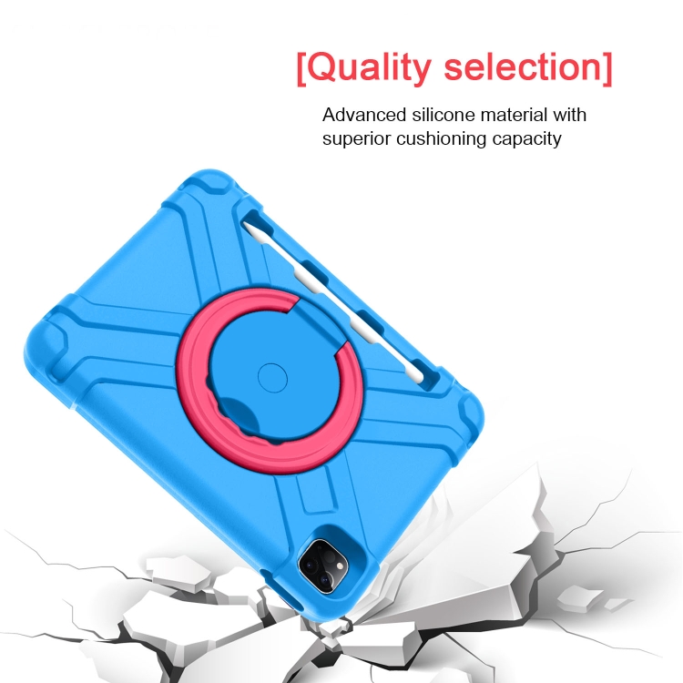 For iPad Pro 11 (2020) PC + Silicone Shockproof Combination Tablet Case with 360 Degree Rotating Holder & Handle(Blue+Rose Red) For iPad Pro 11 (2020) PC + Silicone Shockproof Combination Tablet Case with 360 Degree Rotating Holder & Handle(Blue+Rose Red)