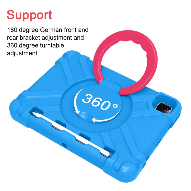 For iPad Pro 11 (2020) PC + Silicone Shockproof Combination Tablet Case with 360 Degree Rotating Holder & Handle(Blue+Rose Red) For iPad Pro 11 (2020) PC + Silicone Shockproof Combination Tablet Case with 360 Degree Rotating Holder & Handle(Blue+Rose Red)