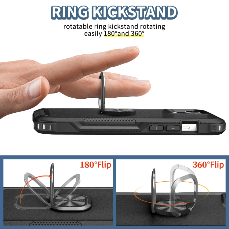 For iPhone 14 Plus 3 in 1 Ring Holder Phone Case (Black) For iPhone 14 Plus 3 in 1 Ring Holder Phone Case (Black)