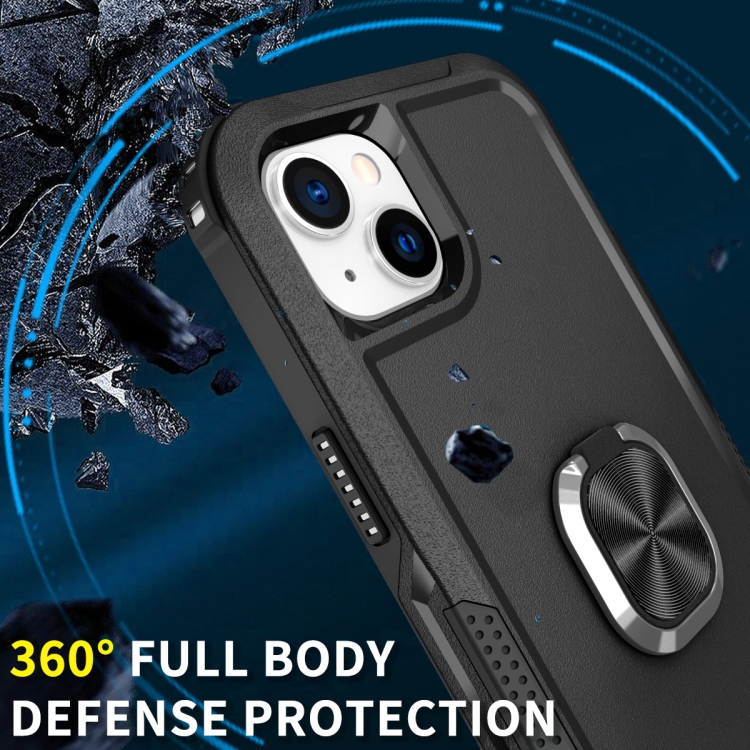 For iPhone 14 Plus 3 in 1 Ring Holder Phone Case (Black) For iPhone 14 Plus 3 in 1 Ring Holder Phone Case (Black)
