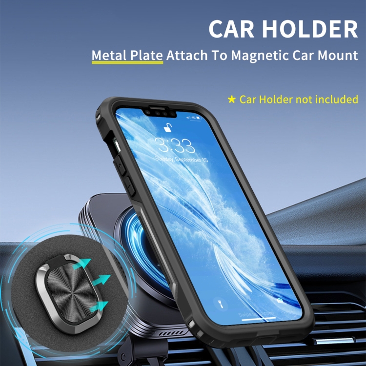 For iPhone 14 Plus 3 in 1 Ring Holder Phone Case (Black) For iPhone 14 Plus 3 in 1 Ring Holder Phone Case (Black)