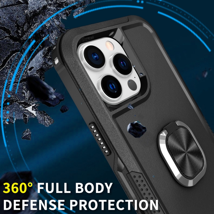 For iPhone 14 Pro 3 in 1 Ring Holder Phone Case(Black) For iPhone 14 Pro 3 in 1 Ring Holder Phone Case(Black)