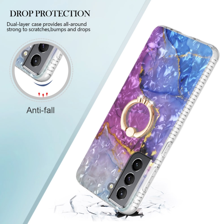 For Samsung Galaxy S21 5G Ring Holder 2.0mm Airbag TPU Phone Case(Blue Purple Marble) For Samsung Galaxy S21 5G Ring Holder 2.0mm Airbag TPU Phone Case(Blue Purple Marble)