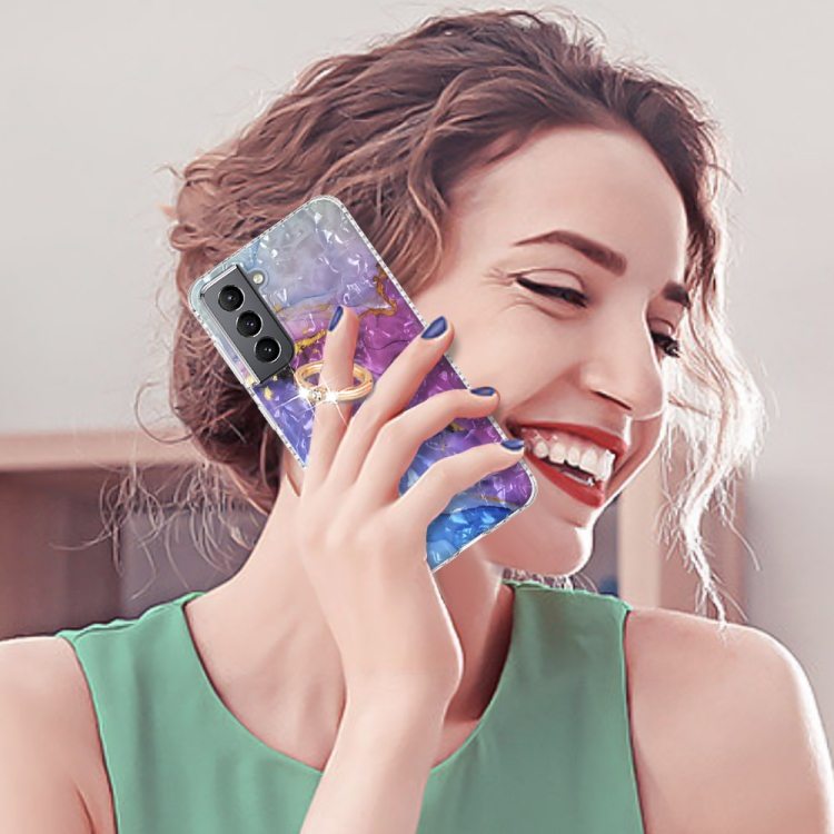 For Samsung Galaxy S21 5G Ring Holder 2.0mm Airbag TPU Phone Case(Blue Purple Marble) For Samsung Galaxy S21 5G Ring Holder 2.0mm Airbag TPU Phone Case(Blue Purple Marble)