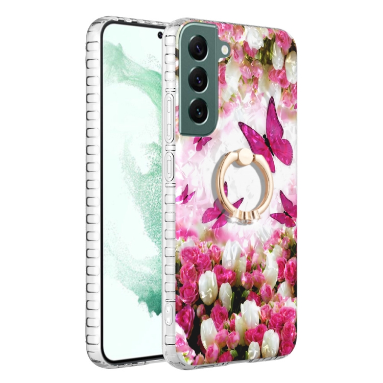 For Samsung Galaxy S22 5G Ring Holder 2.0mm Airbag TPU Phone Case(Dancing Butterflies) For Samsung Galaxy S22 5G Ring Holder 2.0mm Airbag TPU Phone Case(Dancing Butterflies)