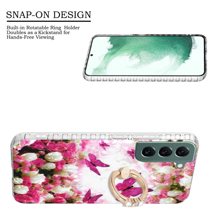For Samsung Galaxy S22 5G Ring Holder 2.0mm Airbag TPU Phone Case(Dancing Butterflies) For Samsung Galaxy S22 5G Ring Holder 2.0mm Airbag TPU Phone Case(Dancing Butterflies)