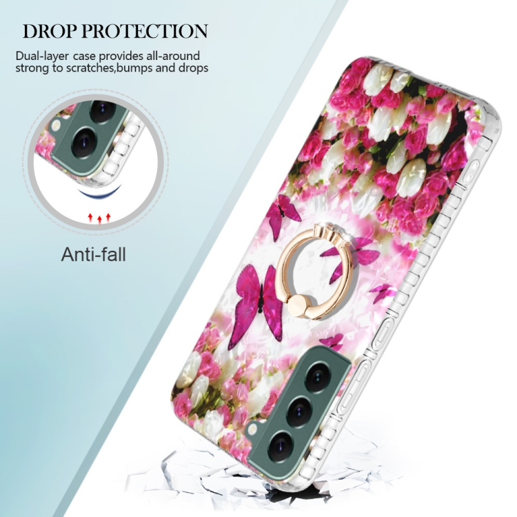 For Samsung Galaxy S22 5G Ring Holder 2.0mm Airbag TPU Phone Case(Dancing Butterflies) For Samsung Galaxy S22 5G Ring Holder 2.0mm Airbag TPU Phone Case(Dancing Butterflies)