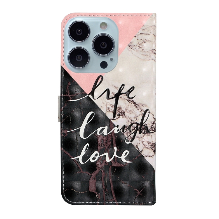 For iPhone 14 Pro 3D Drawing Leather Phone Case(Stitching Marble) For iPhone 14 Pro 3D Drawing Leather Phone Case(Stitching Marble)