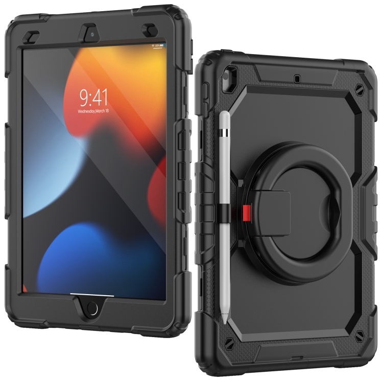 For iPad 10.2 2021 / 2020 / 2019 Bracelet Holder Silicone + PC Tablet Case(Black) For iPad 10.2 2021 / 2020 / 2019 Bracelet Holder Silicone + PC Tablet Case(Black)