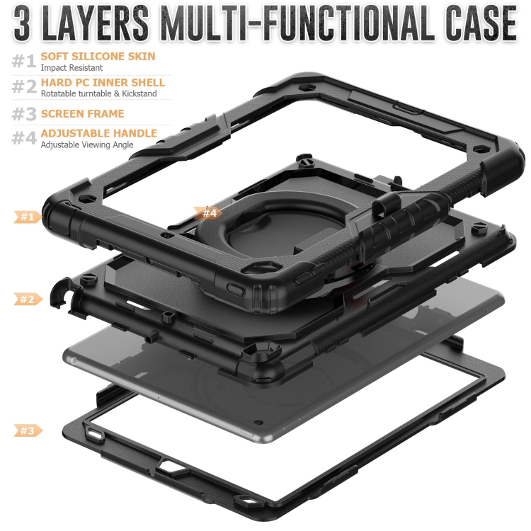 For iPad 10.2 2021 / 2020 / 2019 Bracelet Holder Silicone + PC Tablet Case(Black) For iPad 10.2 2021 / 2020 / 2019 Bracelet Holder Silicone + PC Tablet Case(Black)