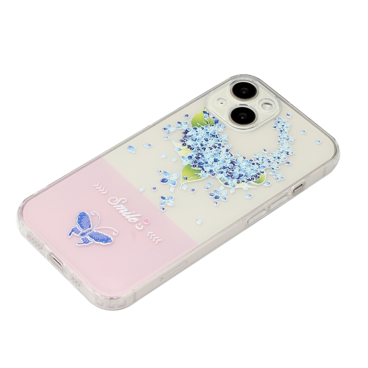 For iPhone 14 Plus Bronzing Butterfly Flower TPU Phone Case with Lanyard (Peacock Flower) For iPhone 14 Plus Bronzing Butterfly Flower TPU Phone Case with Lanyard (Peacock Flower)