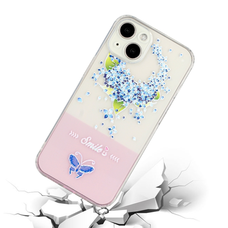 For iPhone 14 Plus Bronzing Butterfly Flower TPU Phone Case with Lanyard (Peacock Flower) For iPhone 14 Plus Bronzing Butterfly Flower TPU Phone Case with Lanyard (Peacock Flower)