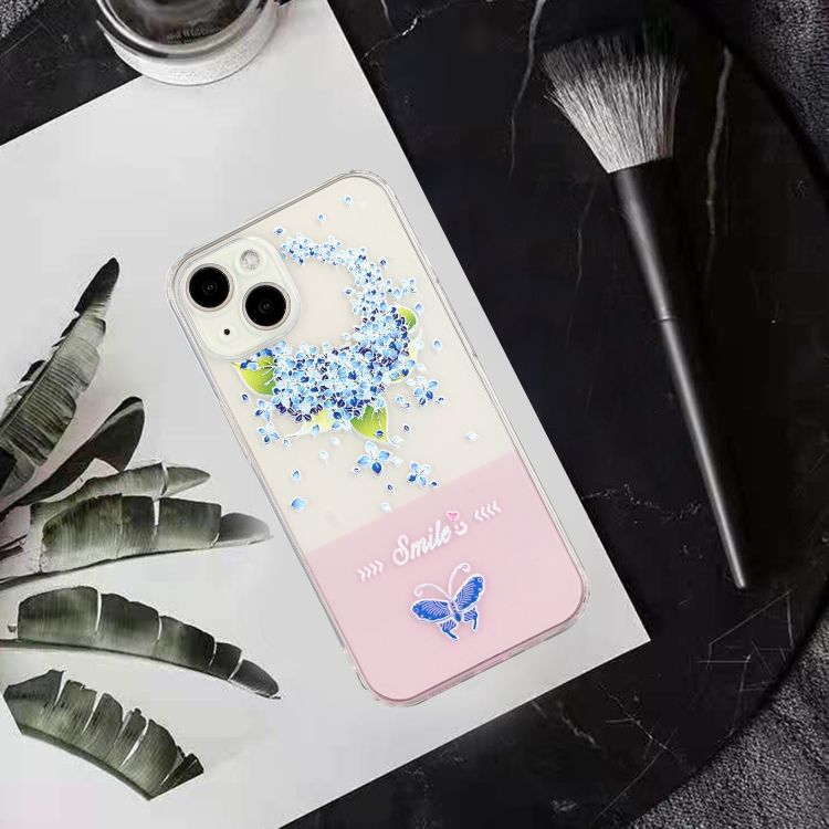 For iPhone 14 Plus Bronzing Butterfly Flower TPU Phone Case with Lanyard (Peacock Flower) For iPhone 14 Plus Bronzing Butterfly Flower TPU Phone Case with Lanyard (Peacock Flower)