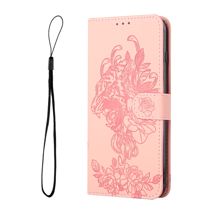 For iPhone 14 Pro Tiger Flower Embossing Leather Phone Case(Pink) For iPhone 14 Pro Tiger Flower Embossing Leather Phone Case(Pink)
