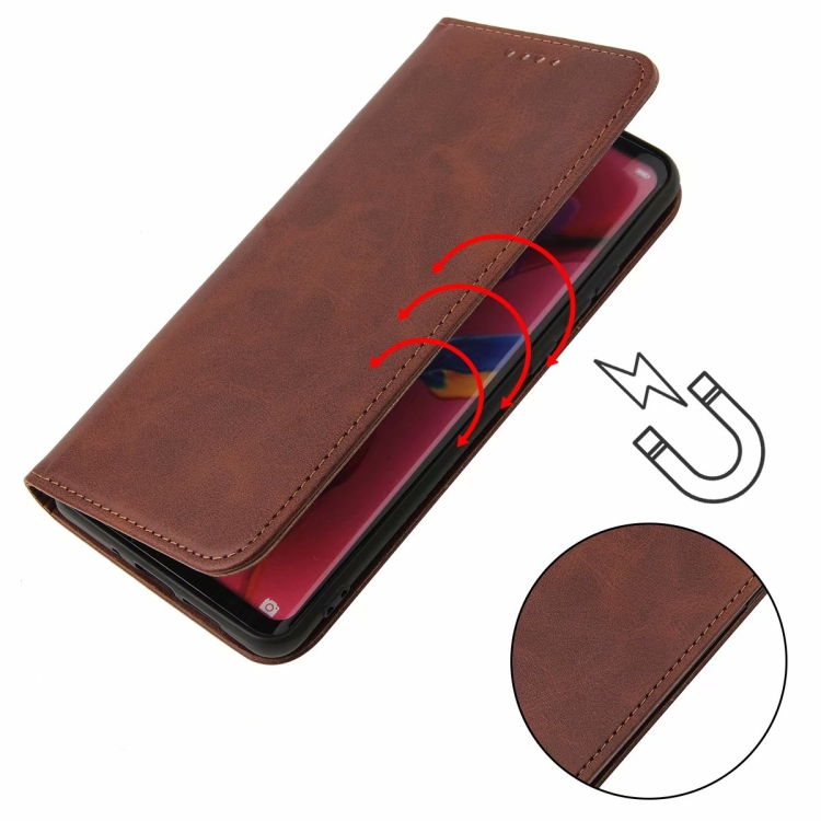 For Samsung Galaxy S22 Ultra 5G Calf Texture Magnetic Flip Leather Phone Case(Brown)