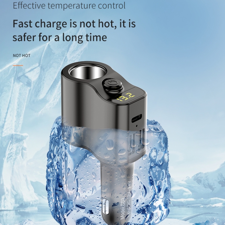 C03 Dual USB Fast Charge Car Charger Voltage Detection with Independent Switch(Black) C03 Dual USB Fast Charge Car Charger Voltage Detection with Independent Switch(Black)