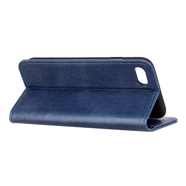 For iPhone SE 2022 / SE 2020 Magnetic Suction Crazy Horse Pattern PU Left and Right Open with Bracket and Card Slot and Wallet(Blue) For iPhone SE 2022 / SE 2020 Magnetic Suction Crazy Horse Pattern PU Left and Right Open with Bracket and Card Slot and Wallet(Blue)