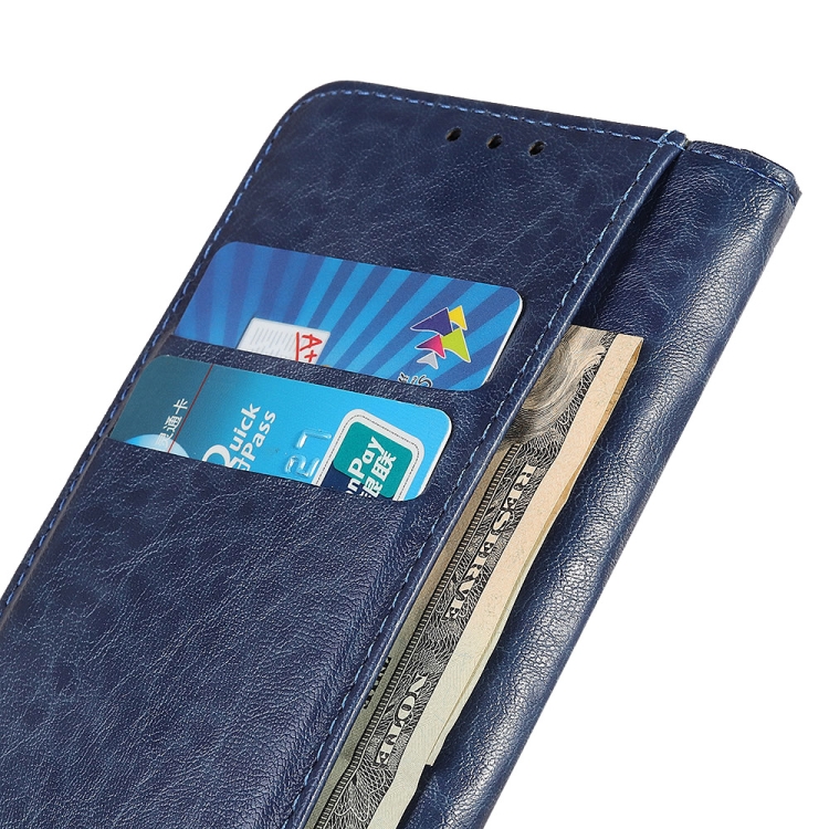For iPhone SE 2022 / SE 2020 Magnetic Suction Crazy Horse Pattern PU Left and Right Open with Bracket and Card Slot and Wallet(Blue) For iPhone SE 2022 / SE 2020 Magnetic Suction Crazy Horse Pattern PU Left and Right Open with Bracket and Card Slot and Wallet(Blue)