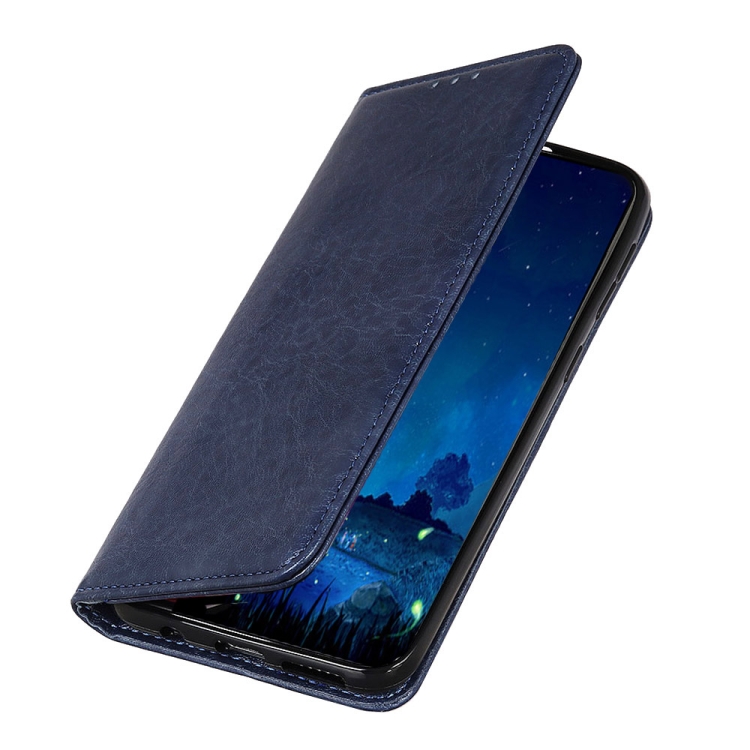 For iPhone SE 2022 / SE 2020 Magnetic Suction Crazy Horse Pattern PU Left and Right Open with Bracket and Card Slot and Wallet(Blue) For iPhone SE 2022 / SE 2020 Magnetic Suction Crazy Horse Pattern PU Left and Right Open with Bracket and Card Slot and Wallet(Blue)