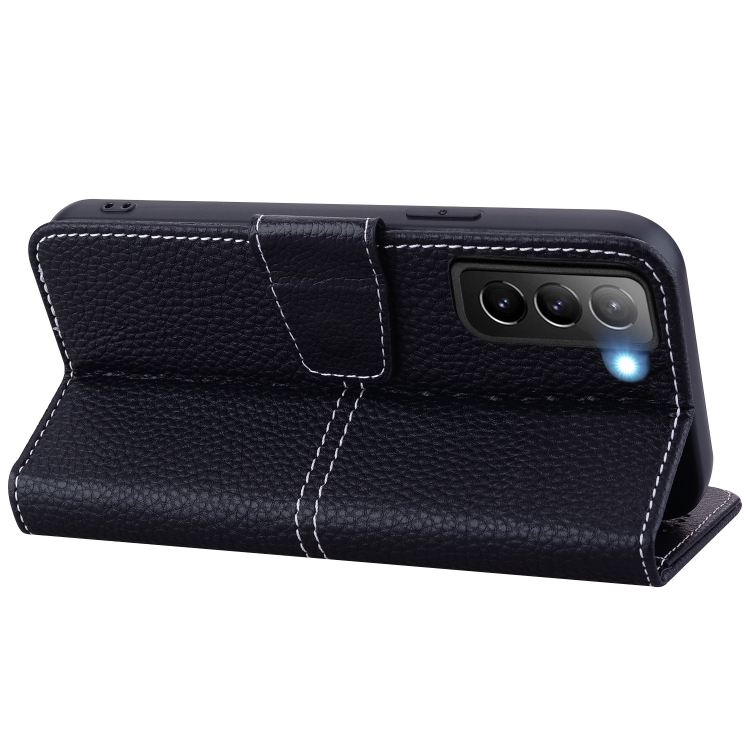 For Samsung Galaxy S22 5G Litchi RFID Leather Phone Case(Black) For Samsung Galaxy S22 5G Litchi RFID Leather Phone Case(Black)