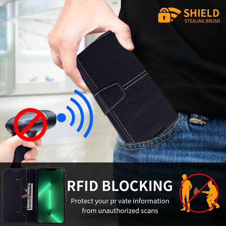 For Samsung Galaxy S22 5G Litchi RFID Leather Phone Case(Black) For Samsung Galaxy S22 5G Litchi RFID Leather Phone Case(Black)
