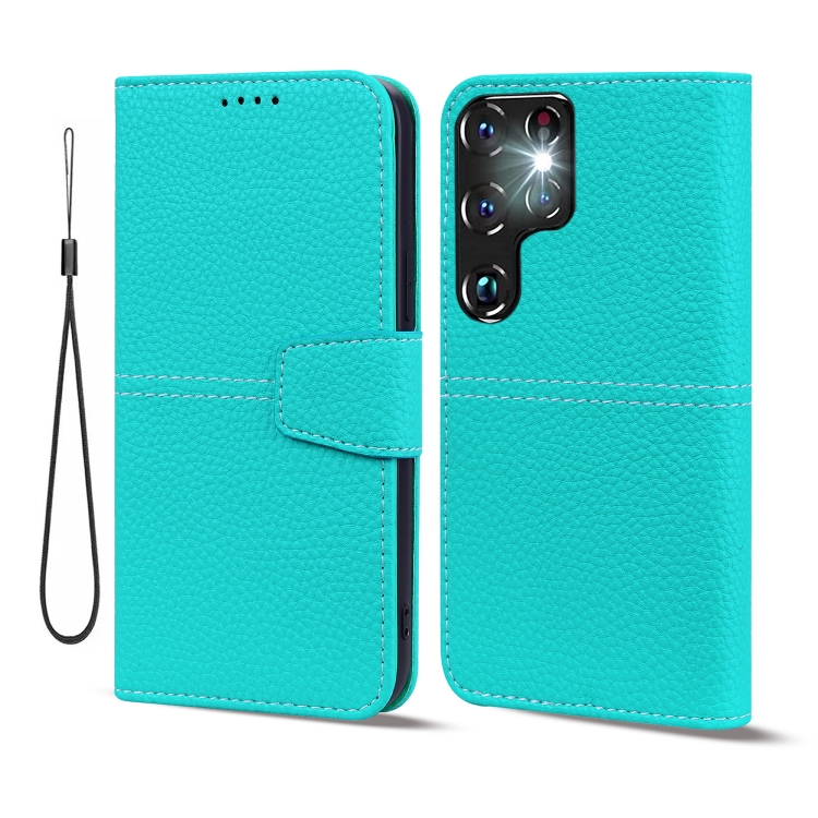 For Samsung Galaxy S22 Ultra 5G Litchi RFID Leather Phone Case(Malachite Blue) For Samsung Galaxy S22 Ultra 5G Litchi RFID Leather Phone Case(Malachite Blue)