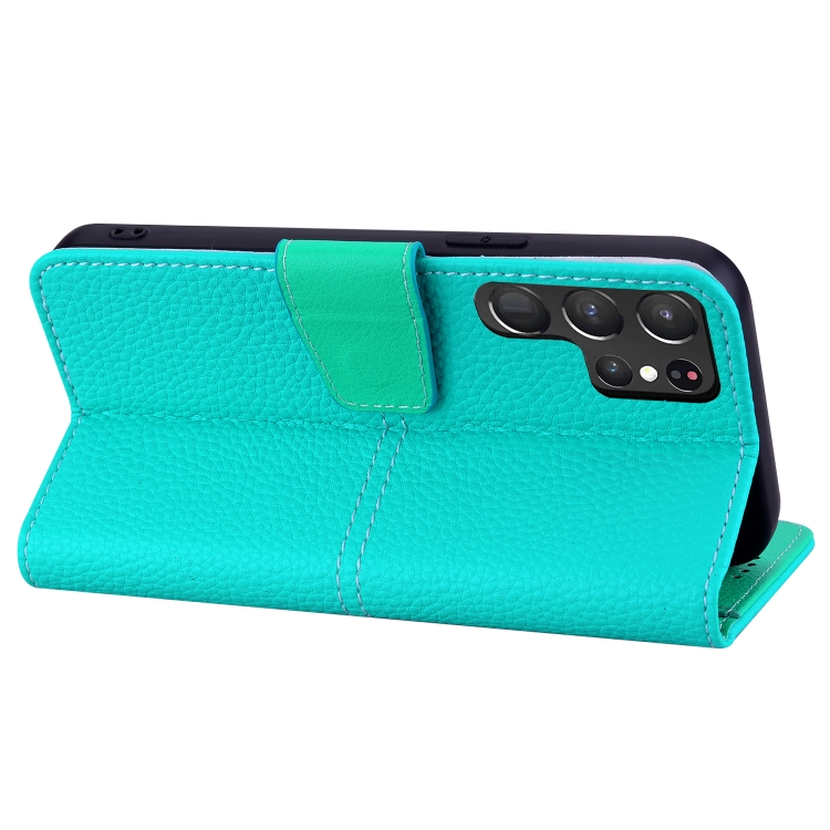 For Samsung Galaxy S22 Ultra 5G Litchi RFID Leather Phone Case(Malachite Blue) For Samsung Galaxy S22 Ultra 5G Litchi RFID Leather Phone Case(Malachite Blue)