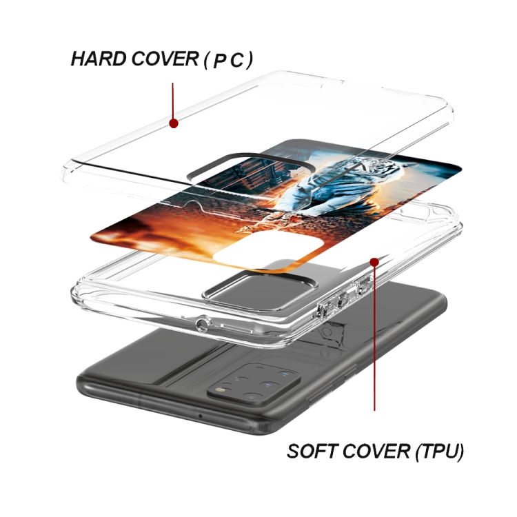 For Galaxy S20+ 2 In 1 PC + TPU Card Pattern Transparent Protective Case(Cat and Tiger) For Galaxy S20+ 2 In 1 PC + TPU Card Pattern Transparent Protective Case(Cat and Tiger)