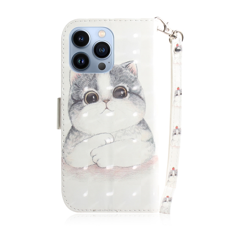 For iPhone 14 Pro 3D Colored Horizontal Flip Leather Phone Case(Cute Cat) For iPhone 14 Pro 3D Colored Horizontal Flip Leather Phone Case(Cute Cat)