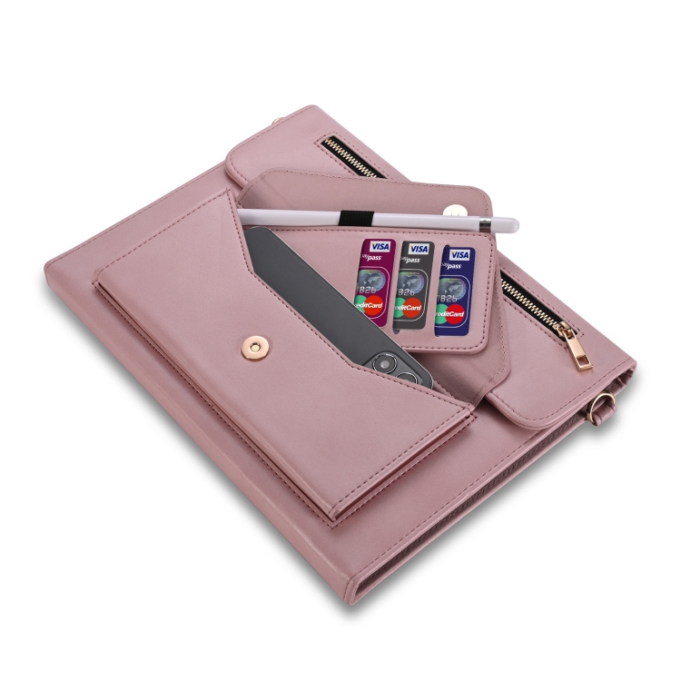 For iPad mini 6 3-fold Zipper Leather Tablet Case Crossbody Pocket Bag(Pink) For iPad mini 6 3-fold Zipper Leather Tablet Case Crossbody Pocket Bag(Pink)