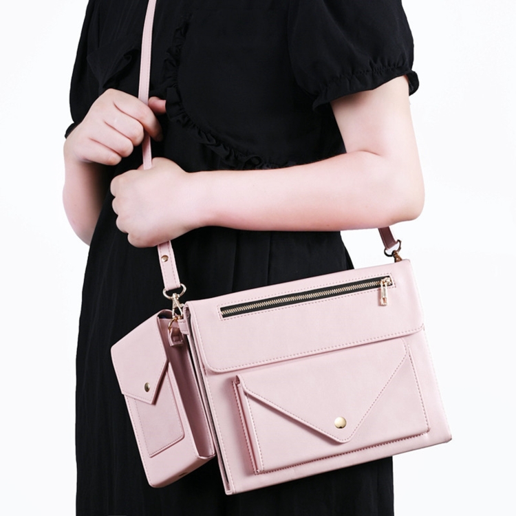 For iPad mini 6 3-fold Zipper Leather Tablet Case Crossbody Pocket Bag(Pink) For iPad mini 6 3-fold Zipper Leather Tablet Case Crossbody Pocket Bag(Pink)