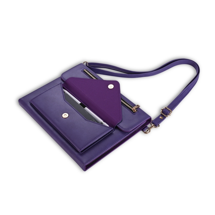 3-fold Zipper Leather Tablet Case Crossbody Pocket Bag For iPad 9.7 2018 & iPad 9.7 2017 & Air 2 & Air(Purple) 3-fold Zipper Leather Tablet Case Crossbody Pocket Bag For iPad 9.7 2018 & iPad 9.7 2017 & Air 2 & Air(Purple)