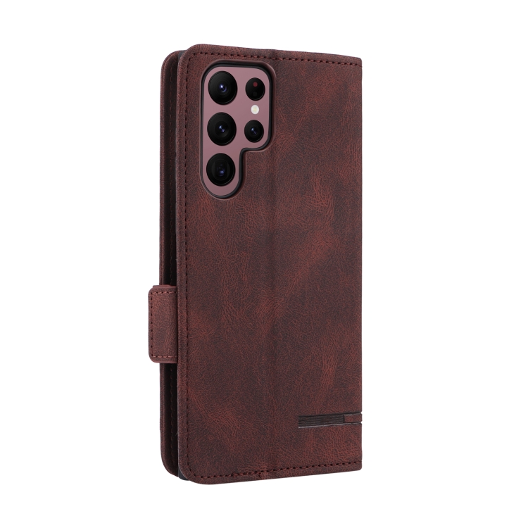 For Samsung Galaxy S22 Ultra 5G Magnetic Clasp Flip Leather Phone Case(Brown) For Samsung Galaxy S22 Ultra 5G Magnetic Clasp Flip Leather Phone Case(Brown)