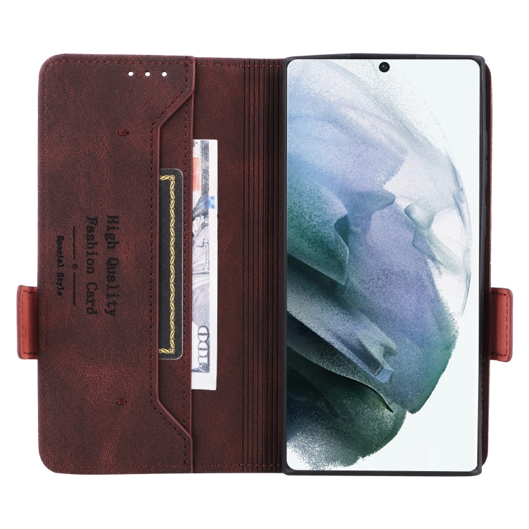 For Samsung Galaxy S22 Ultra 5G Magnetic Clasp Flip Leather Phone Case(Brown) For Samsung Galaxy S22 Ultra 5G Magnetic Clasp Flip Leather Phone Case(Brown)