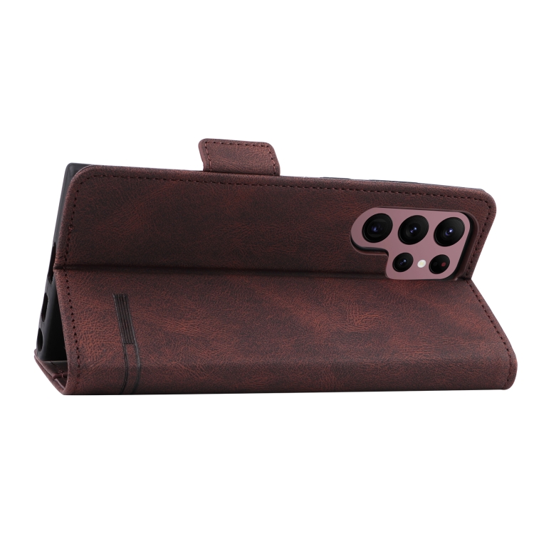 For Samsung Galaxy S22 Ultra 5G Magnetic Clasp Flip Leather Phone Case(Brown) For Samsung Galaxy S22 Ultra 5G Magnetic Clasp Flip Leather Phone Case(Brown)