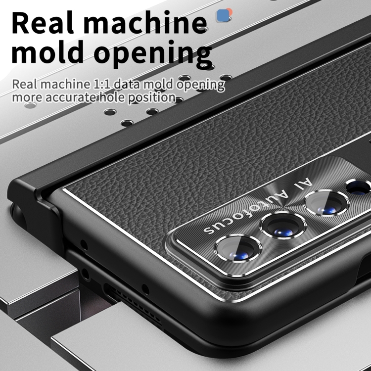 For Samsung Galaxy Z Fold4 Litchi Pattern Magnetic Shell Film Integrated Shockproof Phone Case(Black) For Samsung Galaxy Z Fold4 Litchi Pattern Magnetic Shell Film Integrated Shockproof Phone Case(Black)