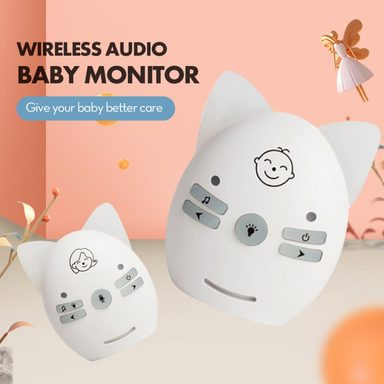 Monitor de bebé de audio inalámbrico compatible con monitoreo de voz + intercomunicador + luz nocturna sin batería, tipo de enchufe: enchufe de EE. UU. (rosa) - B2