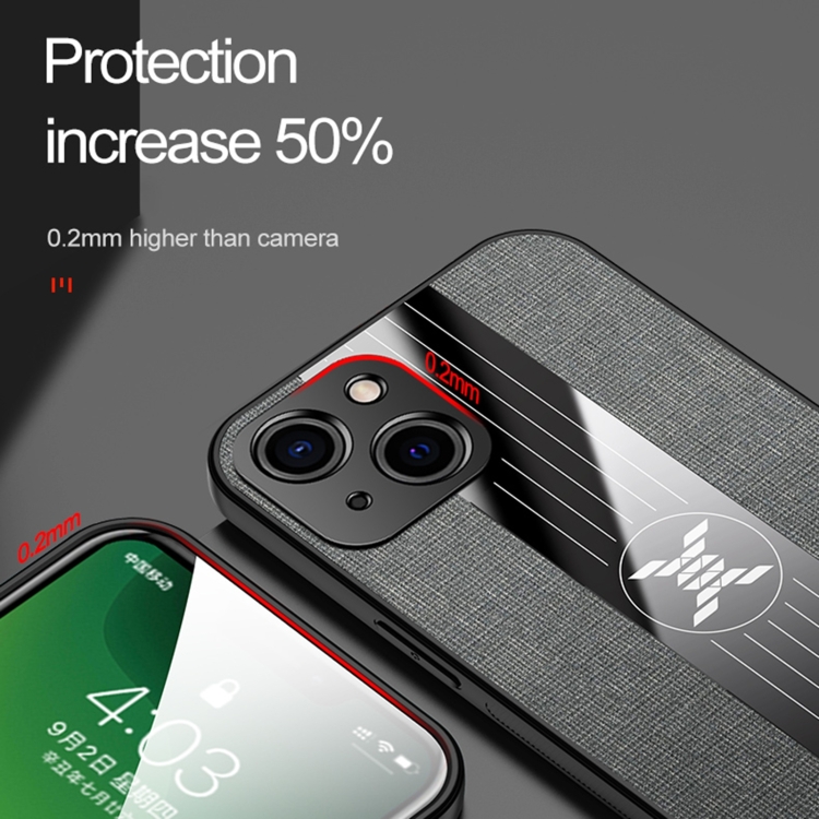 For iPhone 14 Plus XINLI Stitching Cloth Texture Phone Case (Grey) For iPhone 14 Plus XINLI Stitching Cloth Texture Phone Case (Grey)