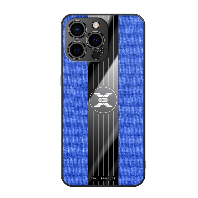 For iPhone 14 Pro Max XINLI Stitching Cloth Texture Phone Case (Blue) For iPhone 14 Pro Max XINLI Stitching Cloth Texture Phone Case (Blue)