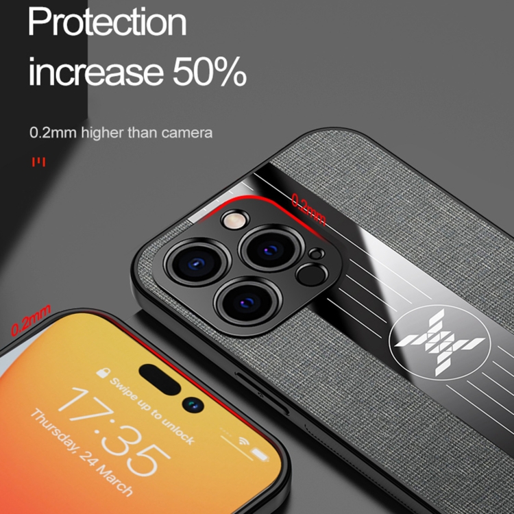 For iPhone 14 Pro Max XINLI Stitching Cloth Texture Phone Case (Blue) For iPhone 14 Pro Max XINLI Stitching Cloth Texture Phone Case (Blue)