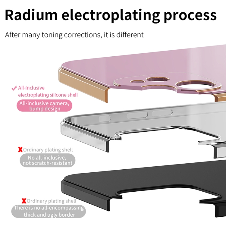 For iPhone 14 Plus 6D Electroplating Ring Phone Case (Light Pink) For iPhone 14 Plus 6D Electroplating Ring Phone Case (Light Pink)