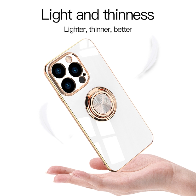 For iPhone 14 Plus 6D Electroplating Ring Phone Case (Light Pink) For iPhone 14 Plus 6D Electroplating Ring Phone Case (Light Pink)
