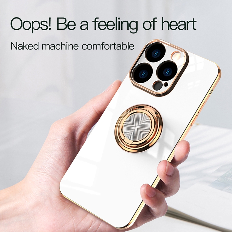 For iPhone 14 Plus 6D Electroplating Ring Phone Case (Light Pink) For iPhone 14 Plus 6D Electroplating Ring Phone Case (Light Pink)