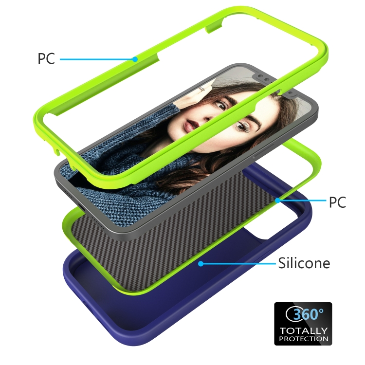 For iPhone 14 Pro Wave Pattern 3 in 1 Silicone + PC Shockproof Phone Case(Navy+Olivine) For iPhone 14 Pro Wave Pattern 3 in 1 Silicone + PC Shockproof Phone Case(Navy+Olivine)