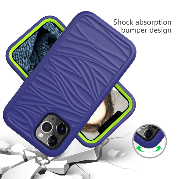 For iPhone 14 Pro Wave Pattern 3 in 1 Silicone + PC Shockproof Phone Case(Navy+Olivine) For iPhone 14 Pro Wave Pattern 3 in 1 Silicone + PC Shockproof Phone Case(Navy+Olivine)