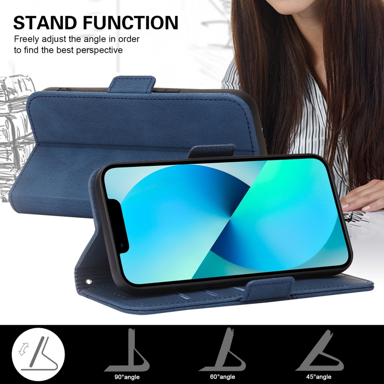 For Samsung Galaxy S22 5G Embossing Stripe RFID Leather Phone Case(Blue) For Samsung Galaxy S22 5G Embossing Stripe RFID Leather Phone Case(Blue)