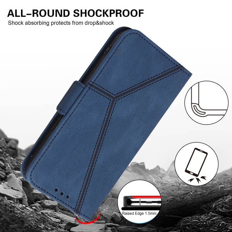 For Samsung Galaxy S22 5G Embossing Stripe RFID Leather Phone Case(Blue) For Samsung Galaxy S22 5G Embossing Stripe RFID Leather Phone Case(Blue)