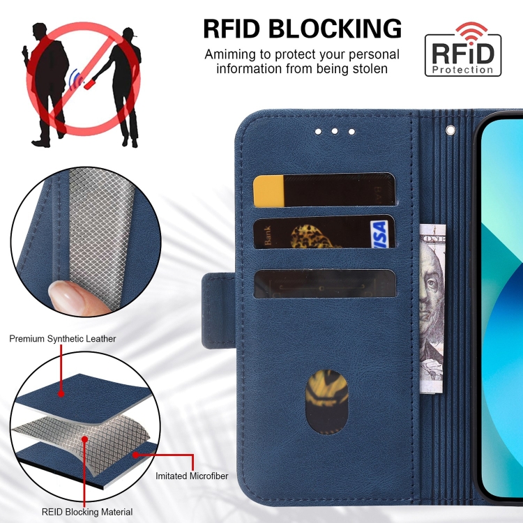 For Samsung Galaxy S22 5G Embossing Stripe RFID Leather Phone Case(Blue) For Samsung Galaxy S22 5G Embossing Stripe RFID Leather Phone Case(Blue)