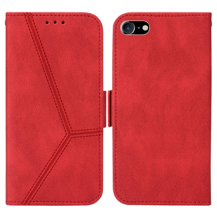 For iPhone SE 2022 / SE 2020 / 8 / 7 Embossing Stripe RFID Leather Phone Case(Red) For iPhone SE 2022 / SE 2020 / 8 / 7 Embossing Stripe RFID Leather Phone Case(Red)